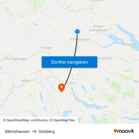 Merishausen to Islisberg map