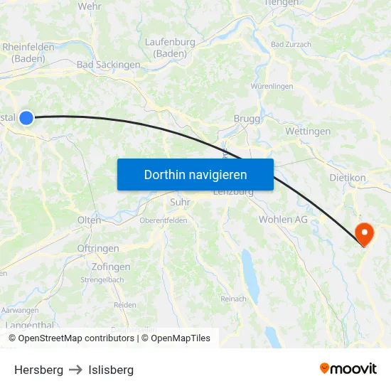 Hersberg to Islisberg map