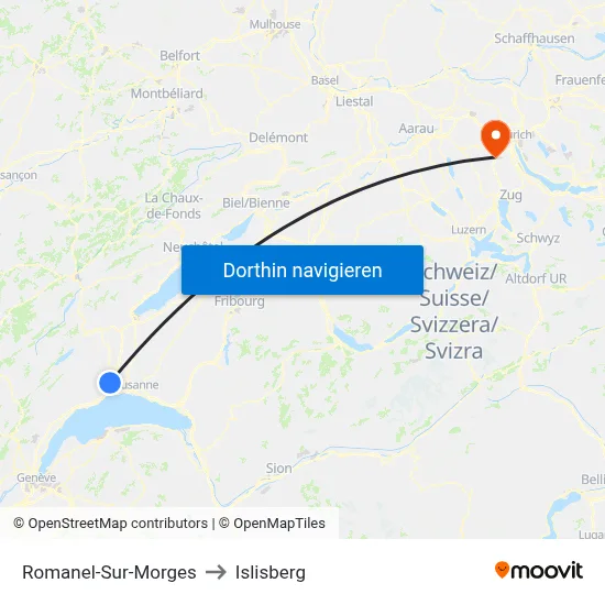 Romanel-Sur-Morges to Islisberg map