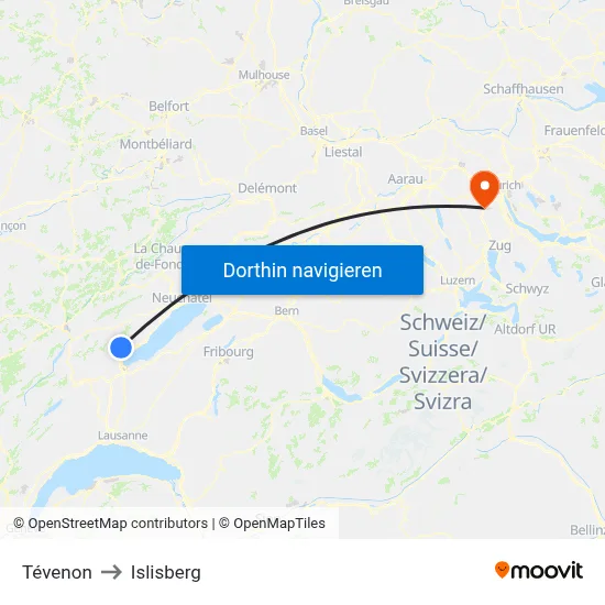 Tévenon to Islisberg map