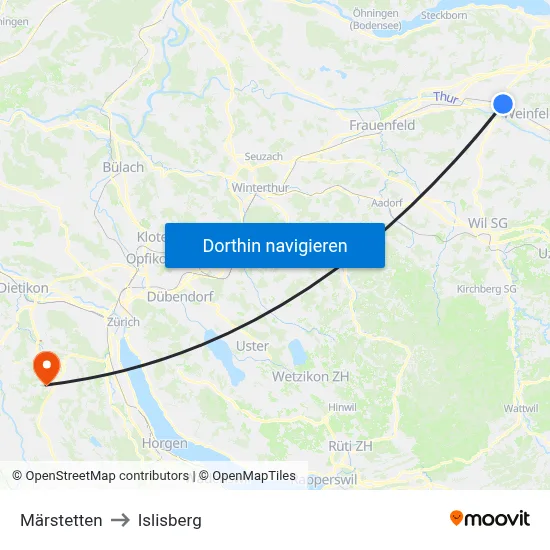 Märstetten to Islisberg map