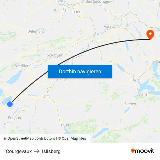 Courgevaux to Islisberg map
