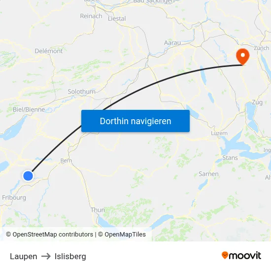 Laupen to Islisberg map