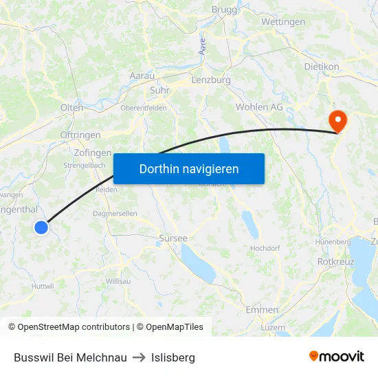 Busswil Bei Melchnau to Islisberg map