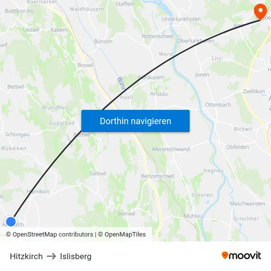 Hitzkirch to Islisberg map