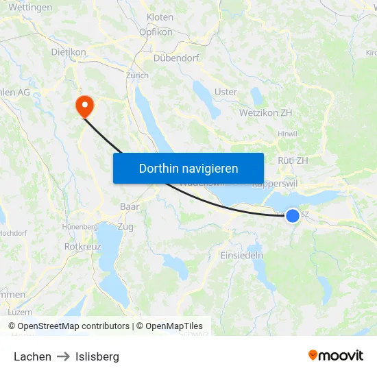 Lachen to Islisberg map