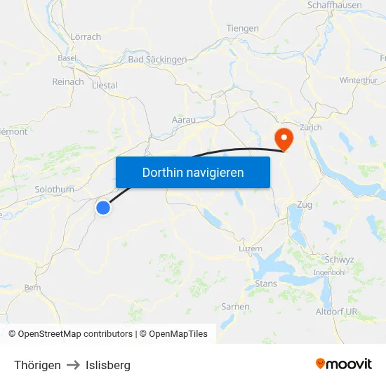 Thörigen to Islisberg map