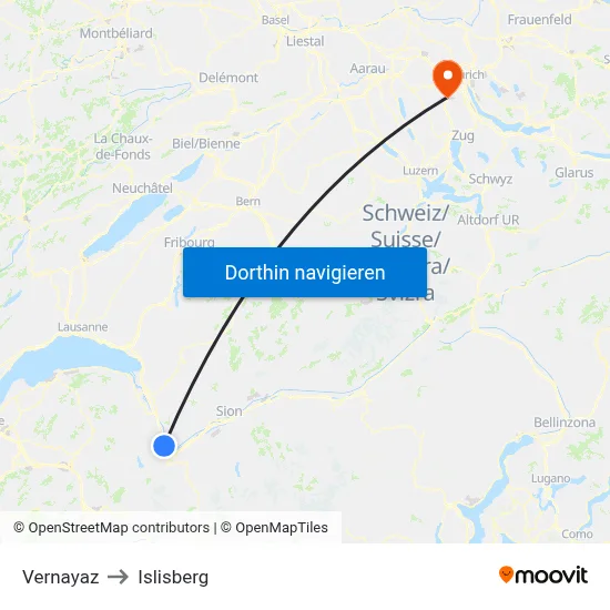 Vernayaz to Islisberg map
