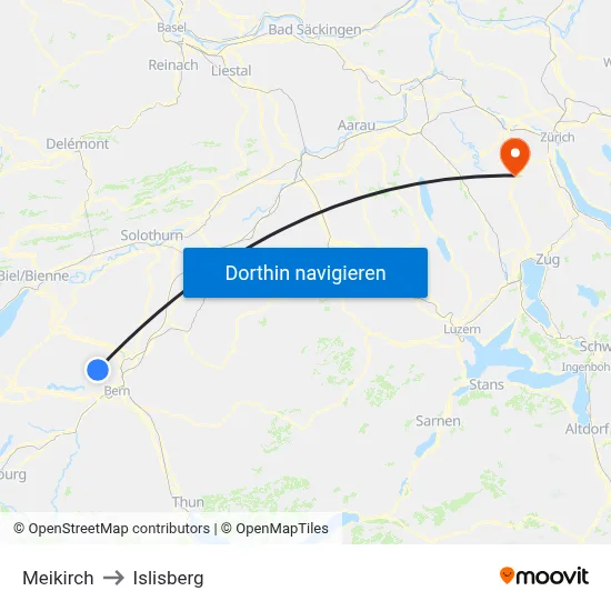 Meikirch to Islisberg map