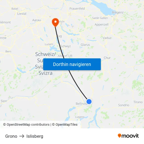 Grono to Islisberg map