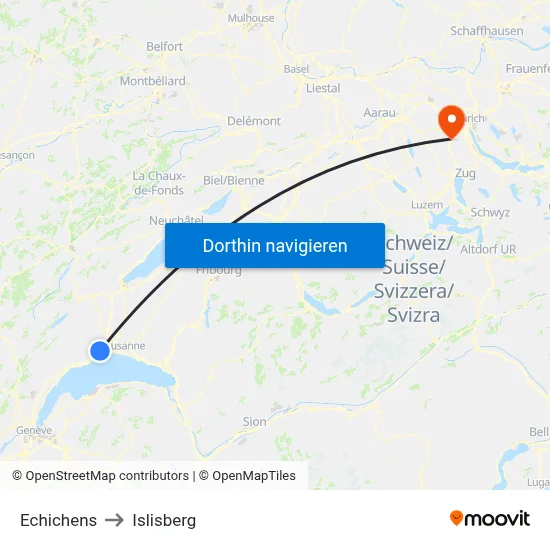 Echichens to Islisberg map