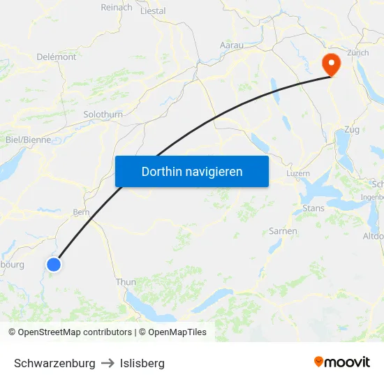 Schwarzenburg to Islisberg map