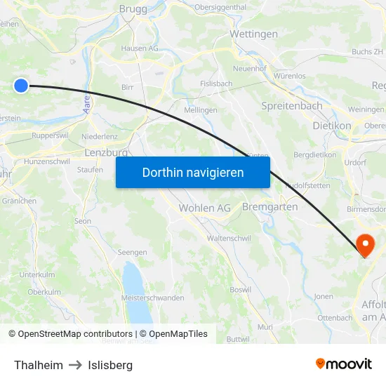 Thalheim to Islisberg map