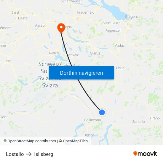 Lostallo to Islisberg map