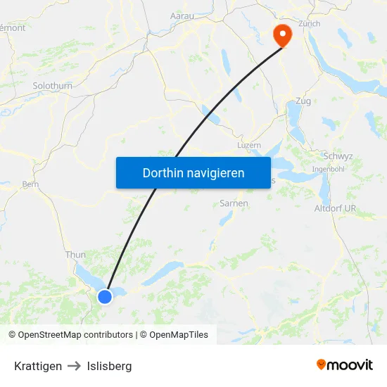 Krattigen to Islisberg map