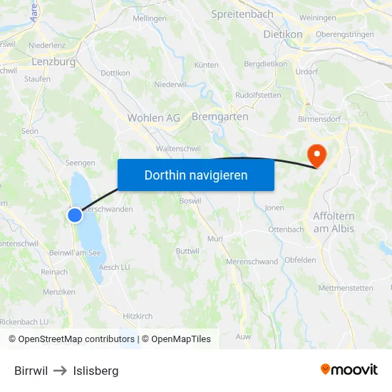 Birrwil to Islisberg map