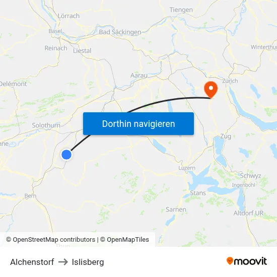 Alchenstorf to Islisberg map