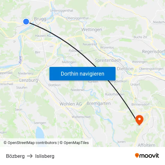 Bözberg to Islisberg map