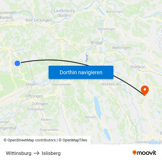 Wittinsburg to Islisberg map