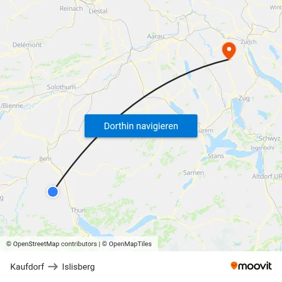 Kaufdorf to Islisberg map