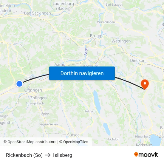 Rickenbach (So) to Islisberg map