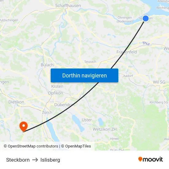 Steckborn to Islisberg map