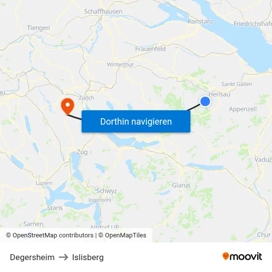 Degersheim to Islisberg map