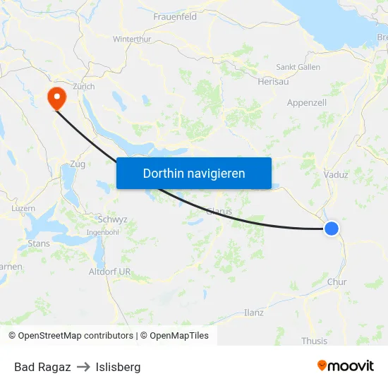 Bad Ragaz to Islisberg map