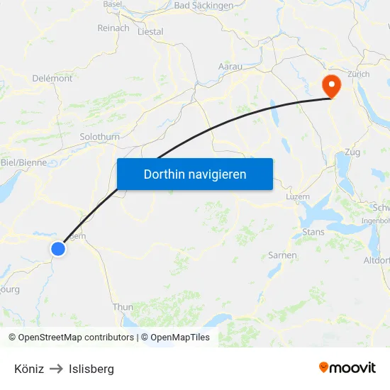 Köniz to Islisberg map