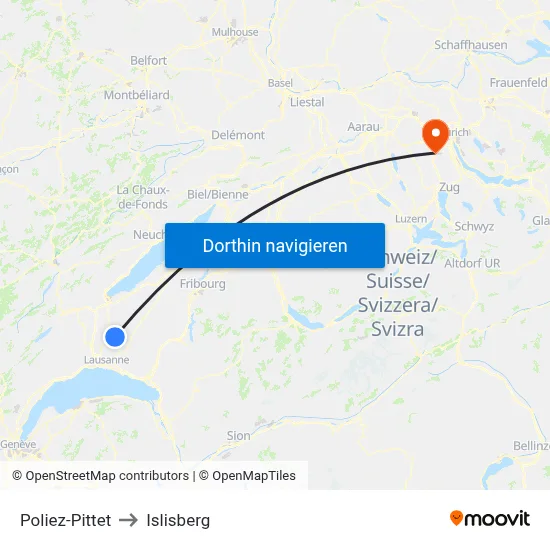 Poliez-Pittet to Islisberg map