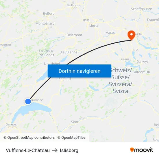 Vufflens-Le-Château to Islisberg map