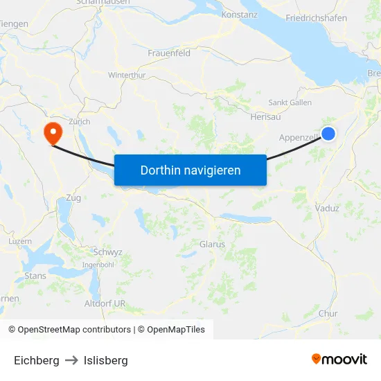 Eichberg to Islisberg map