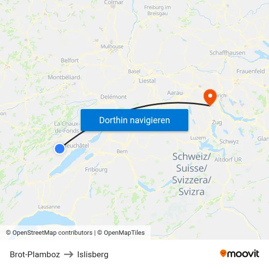 Brot-Plamboz to Islisberg map