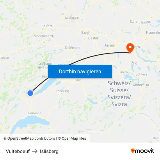 Vuiteboeuf to Islisberg map