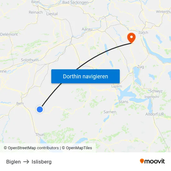 Biglen to Islisberg map