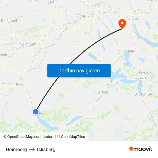 Heimberg to Islisberg map