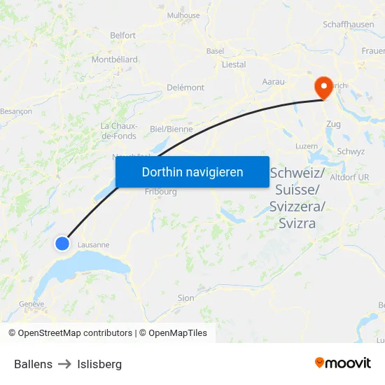 Ballens to Islisberg map