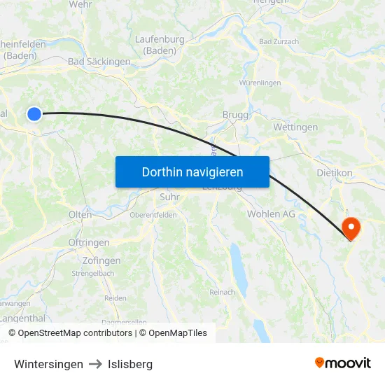 Wintersingen to Islisberg map