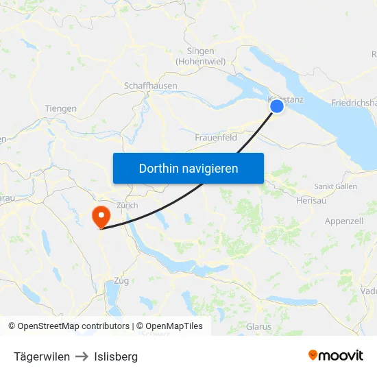 Tägerwilen to Islisberg map