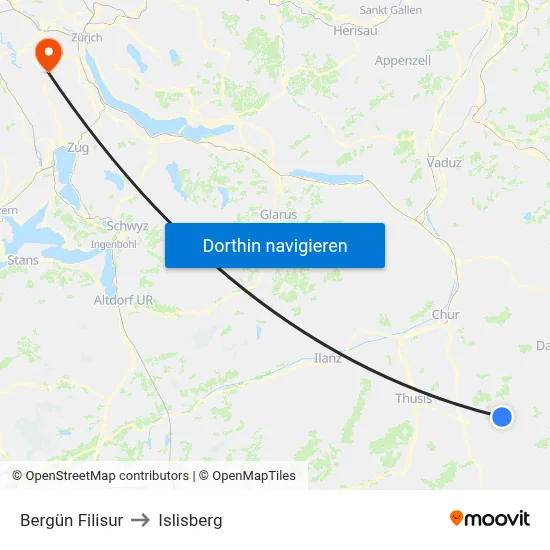 Bergün Filisur to Islisberg map
