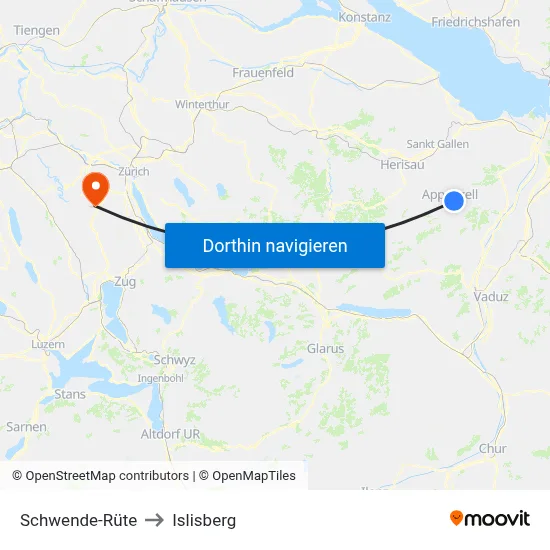 Schwende-Rüte to Islisberg map