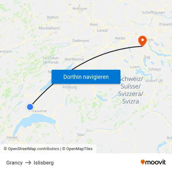Grancy to Islisberg map