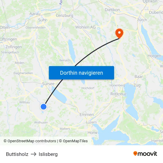 Buttisholz to Islisberg map
