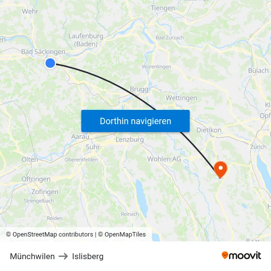 Münchwilen to Islisberg map