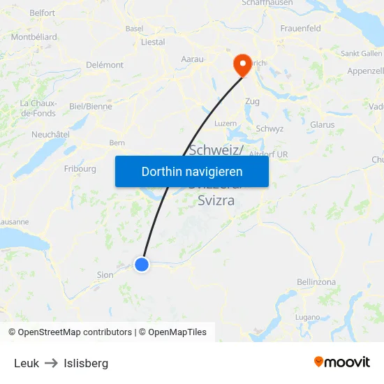 Leuk to Islisberg map