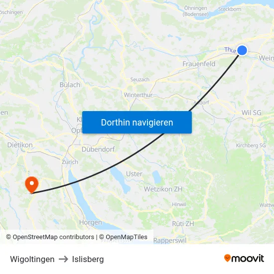 Wigoltingen to Islisberg map