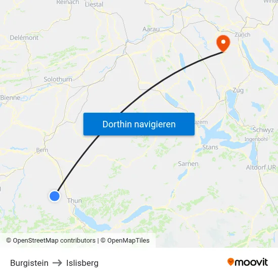 Burgistein to Islisberg map