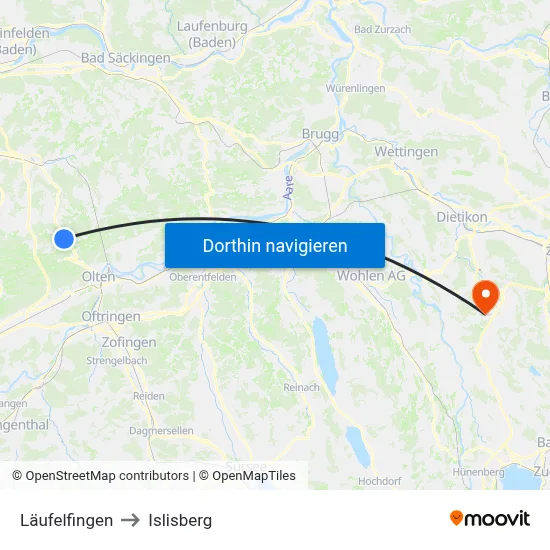 Läufelfingen to Islisberg map