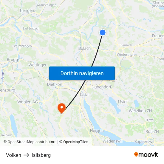 Volken to Islisberg map