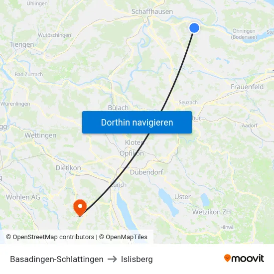 Basadingen-Schlattingen to Islisberg map